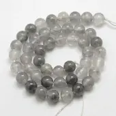 Natural Gemstone Cloudy Quartz Round Bead Strands