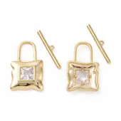 Brass Pave Clear Cubic Zirconia Toggle Clasps