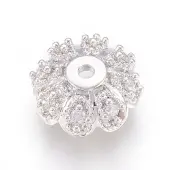 Multi-Petal Brass Micro Pave Cubic Zirconia Bead Caps