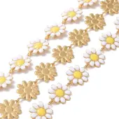 Ion Plating(IP) 304 Stainless Steel Daisy Flower Link Chains with Enamel