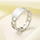 Textured Rectangle 304 Stainless Steel Finger Ring for Women