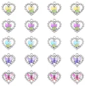 20Pcs 5 Styles Platinum Alloy Glass Pendants