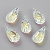 Embossed Glass Rhinestone Pendants