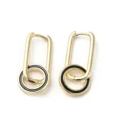 Real 18K Gold Plated Brass Ring Dangle Hoop Earrings