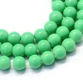 Baking Painted Glass Round Bead Strands