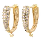 Brass Micro Pave Clear Cubic Zirconia Hoop Earring Findings