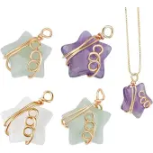SUPERFINDINGS 4Pcs Natural Mixed Stone Pendants