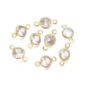 Brass Clear Cubic Zirconia Connector Charms