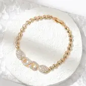 Brass Micro Pave Cubic Zirconia Link Chain Bracelets
