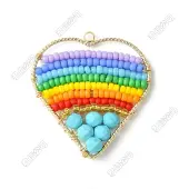 Dyed Natural Magnesite & Glass Seed Beaded Pendants