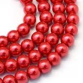Baking Painted Pearlized Glass Pearl Round Bead Strands