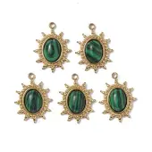 PVD Vacuum Plating 201 Stainless Steel Synthetic Malachite Pendants