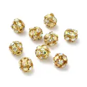 7mm Brass Crystal AB Rhinestone Beads