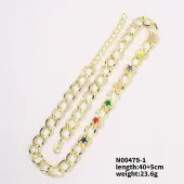 Colorful Star Brass Curb Chain Necklace