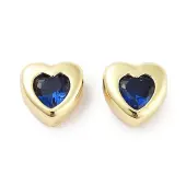 Brass Micro Pave Cubic Zirconia Beads