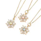 Brass Micro Pave Cubic Zirconia Pendant Necklaces