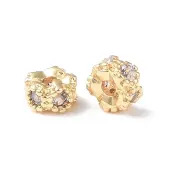 Brass Micro Pave Cubic Zirconia Spacer Beads