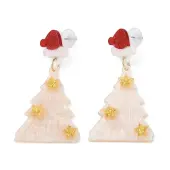 Glitter Hat Christmas Tree Acrylic Dangle Stud Earrings