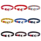 9Pcs 9 Colors Survival Polyester Cord Bracelets Set with Alloy Anchor Clasps