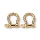 Brass Micro Pave Clear Cubic Zirconia D-Ring Anchor Shackle Clasps