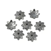 8-Petal Tibetan Style Alloy Flower Bead Caps