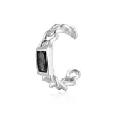 Anti-Tarnish Geometric Rectangle Fashionable Silver Clip-on Earrings with S925 Silver Chain Charm