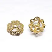 Real 18K Gold Plated 4-Petal 925 Sterling Silver Bead Caps