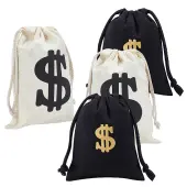 4Pcs 2 Colors Canvas Drawstring Bags