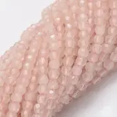 Faceted Round Natural Rose Quartz Bead Strands