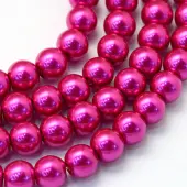 Baking Painted Pearlized Glass Pearl Round Bead Strands