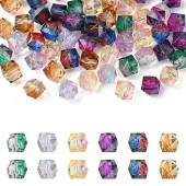 60Pcs 6 Colors Two Tone Transparent Spray Painted Acrylic Beads