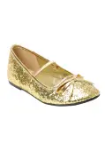 Girl's Gold Ballet Glitter Flats | Costume Shoes