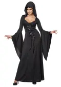 Hooded Black Lace Up Robe Costume for Women | Gothic Costumes