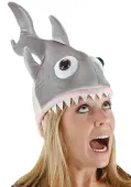 Deluxe Grey Shark Bite Plush Costume Hat | Shark Accessories