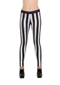 Women's Black and White Costume Striped Leggings | Costume Accessories
