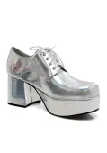 Silver Hologram Men's Pimp Shoes | Disco Accessories
