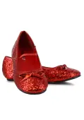 Girl's Glitter Red Ruby Ballet Flat Shoes | Costume Shoes