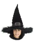 Black Ridged Witch Costume Hat