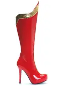 Sexy Red and Gold Superhero Boots for Women | Costume Shoes