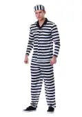 Deluxe Button Down Jailbird Costume for Men | Prisoner Costumes