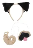 Pug Ears Headband Nose and Tail Kit | Dog Costumes for Humans