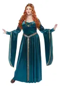 Plus Size Lady Guinevere Teal Costume for Women | Historical Costumes