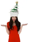 Plush Springy White Christmas Tree Costume Hat