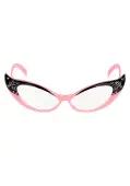 Vintage Pink/Clear Cat Eyes Glasses | 50s Accessories