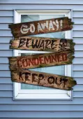 Haunted Warnings Window Boards Prop | Window Decorations
