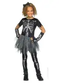 Kid's Silver Skele-Girl Costume | Kid's Skeleton Costumes