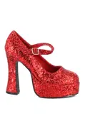 Women's Red Glitter Mary Jane Platform Shoes | Costume Shoes