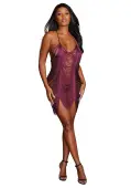 Women's Draped Mulberry Fringe Lingerie Chemise Dress with G-String | Adult Lingerie