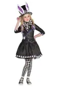 Dark Mad Hatter Girl's Costume Dress | Alice in Wonderland Costumes