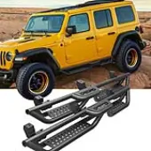 OEDRO Running Boards for 2018-2025 Jeep Wrangler JL Unlimited 4 Door Side Steps, Heavy-Duty Black Powder Coated Two Stairs Design Nerf Bar